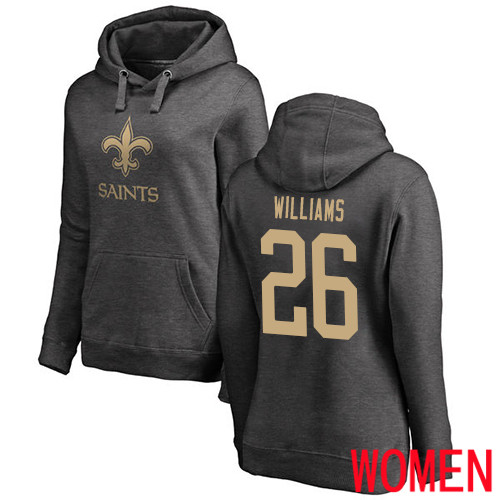 New Orleans Saints Ash Women P J  Williams One Color NFL Football #26 Pullover Hoodie Sweatshirts->women nfl jersey->Women Jersey